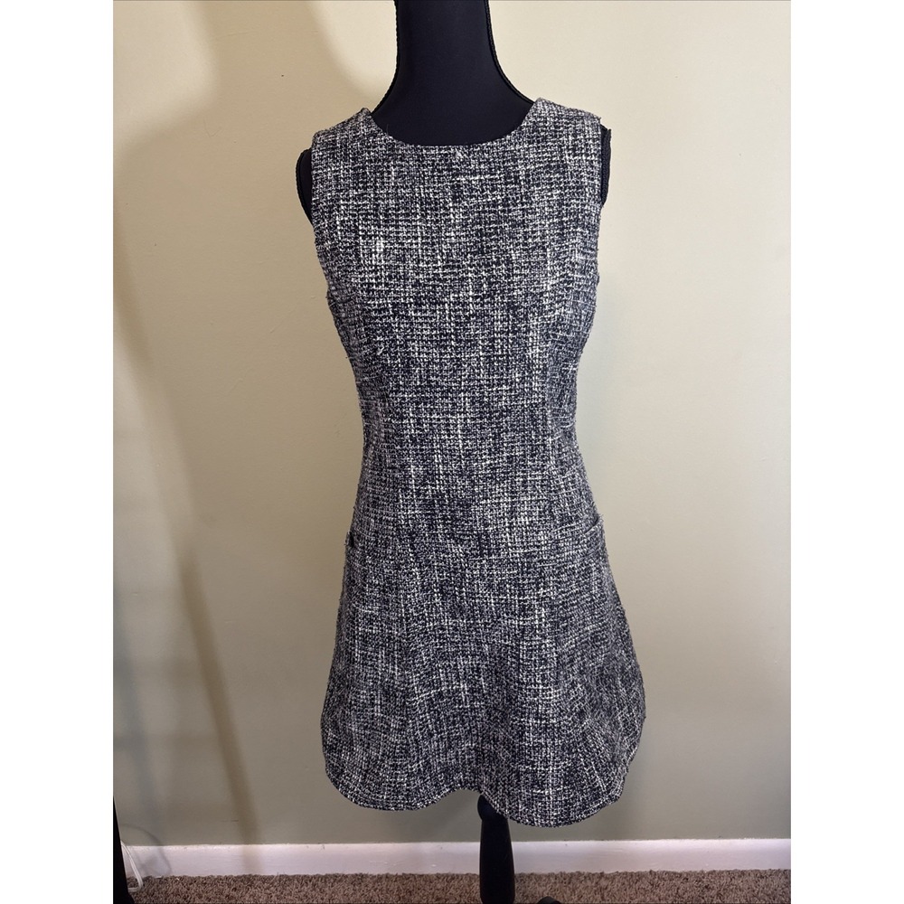 Monteau Y2K Tweed Dress Sleeveless Flare‎ Waist Pockets Preppy Women's Medium